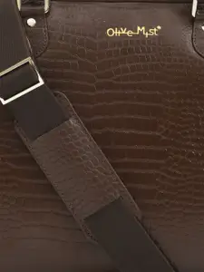 OLIVE MIST Unisex Textured Leather Laptop Bag