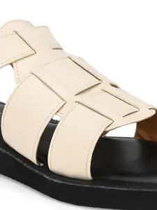 The Roadster Lifestyle Co. Off White And Black Strappy Open Toe Flats