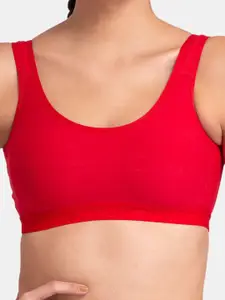 Tweens Full Coverage Racer-Back Seamless Non-Padded Slip-on Beginners Sports Bra