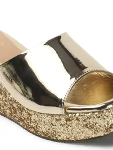 ICONICS Embellished Open Toe Wedge Heels