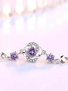 MYKI Women Cubic Zirconia Silver-Plated Charm Bracelet