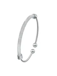 MYKI Cubic Zirconia Silver-Plated Cuff Bracelet