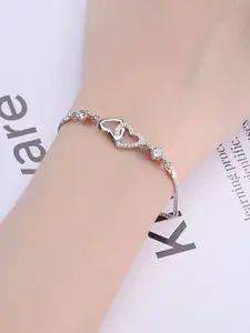MYKI Women Cubic Zirconia Silver-Plated Charm Bracelet