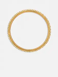 ATIBELLE Set Of 2 Gold-Plated Stone-Studded & Beaded Bangles