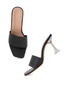 DressBerry Black Open Toe Block Heels