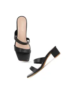 DressBerry Black Open Toe Block Heels