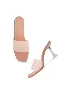 DressBerry Nude-Coloured Open Toe Block Heels