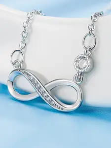 MYKI Silver-Plated CZ-Studded Love Infinity Pendant With Chain