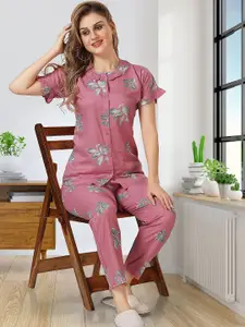 Be You Floral Printed Ruffles Night Suit