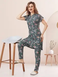 Be You Printed Kurta With Pyjama Night Suit