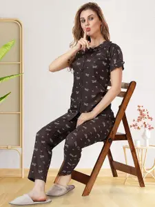 Be You Floral Printed Shirt And Pyjama Night Suit