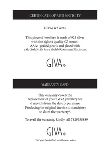 GIVA 92.5 Sterling Silver Rhodium-Plated CZ-Studded Teardrop Shaped Pendant With Chain