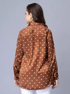 Sipsew Comfort Polka Dots Printed Satin Casual Shirt