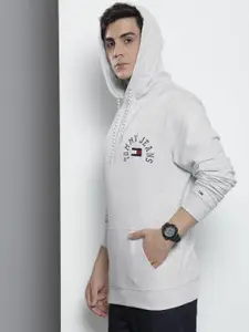 Tommy Hilfiger Brand Logo Embroidered Pure Cotton Hooded Sweatshirt