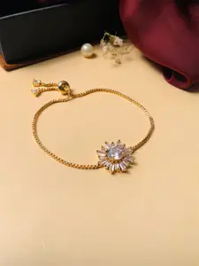 ABDESIGNS Women Gold-Plated American Diamond Link Bracelet