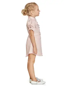 Peppermint Girls Roll-Up Sleeves Shirt Style Dress
