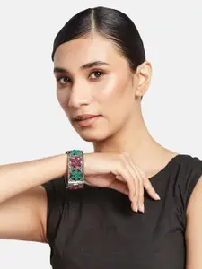 ATIBELLE Set Of 2 Silver-Plated Stone-Studded Bangles