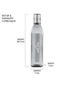 Milton Prive Pet Set of 2 Leak Proof Water Bottles 1 L Each - Grey