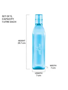 Milton Prive Pet Set of 5 Leak Proof Water Bottles 1 L Each - Blue
