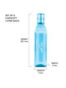Milton Blue Set of 3 Prive Pet Leak Proof Water Bottle-1 Litre Each