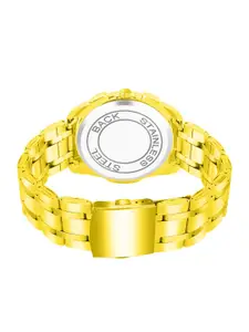 Shocknshop Men Dial & Stainless Steel Straps Analogue Chronograph Watch WCH81Gold-White