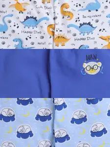 BUMZEE Boys Pack Of 3 Graphic Printed Cotton Joggers