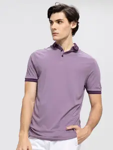 Snitch Mauve Polo Collar Slim Fit T-shirt