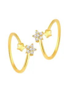 Peora Gold-Plated CZ-Studded Adjustable Toe Rings