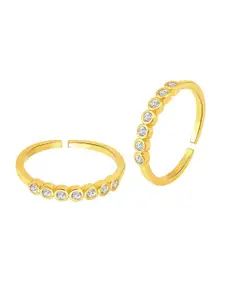 Peora Gold-Plated CZ-Studded Adjustable Toe Rings