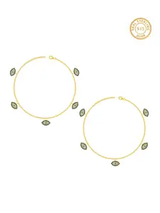 GIVA 92.5 Sterling Silver Gold-Plated Evil Eye Anklet