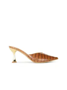 Bata Ele Pointed Toe Textured Block Heels