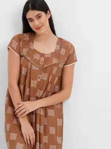 Sweet Dreams Khaki Printed Maxi Nightdress