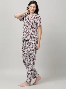 mackly Floral Printed Pure Cotton Shirt & Pyjamas Night suit