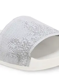 DressBerry Women White & Grey Self Design Fabric Sliders