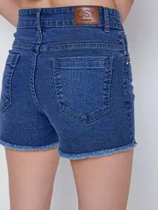COVER STORY Women Blue Denim Shorts