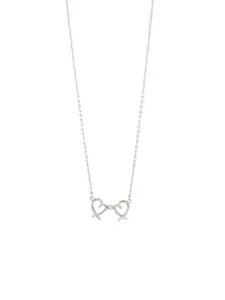 VIRAASI 925 Sterling Silver & Silver Plated Sparkling Couple Heart Pendant with Link Chain