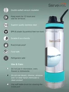 Servewell Thunder Green Stainless Steel Water Bottle 725 ml