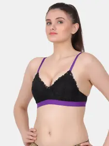 Amour Secret Black Floral Full Coverage Lightly Padded Bra All Day Comfort