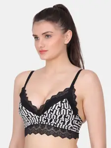 Amour Secret Typography Printed Full Coverage Lightly Padded Lace Everyday Bra