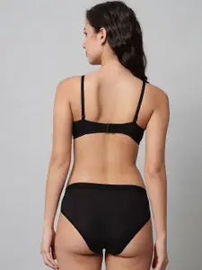 Aamarsh Pack Of 3 Cotton Bra With Briefs Lingerie Set VANumber:AP_R_Demi Set_Black,Blue,G