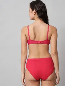 Aamarsh Pack Of 3 Cotton Bra & Briefs Lingerie Set VAN:AP_R_Demi Set_Red,Pink,Green_30