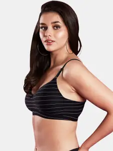 Dazzle Striped All Day Comfort Medium Coverage Lightly Padded Seamless T-shirt Bra