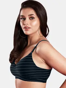 Dazzle Striped All Day Comfort Medium Coverage Lightly Padded Seamless T-shirt Bra