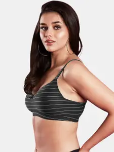 Dazzle Striped All Day Comfort Medium Coverage Lightly Padded Seamless T-shirt Bra