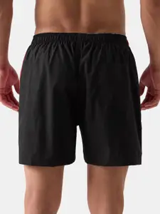 The Souled Store Men Black & Maroon Colourblocked Cotton Deadpool Shorts