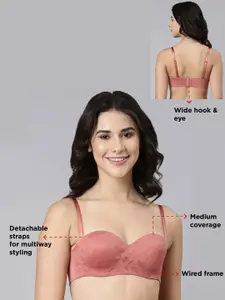 Enamor Padded Wired Medium Coverage Detachable Multiway Straps T-Shirt Bra