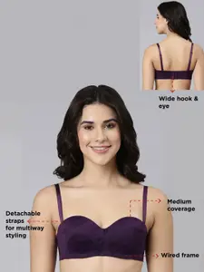 Enamor Padded Wired Medium Coverage Detachable Multiway Straps T-Shirt Bra