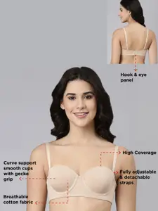Enamor Padded Wired Full Coverage Detachable Multiway Straps Cotton T-Shirt Bra