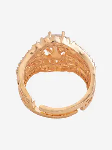 Kushal's Fashion Jewellery Gold-Plated CZ Studded Finger Ring