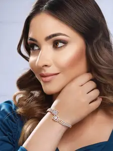 Saraf RS Jewellery Gold-Plated American Diamond Studded Bangle-Style Bracelet